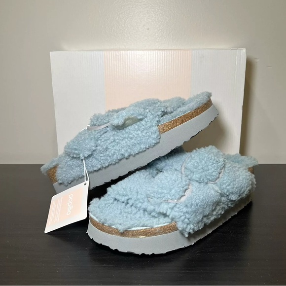 Birkenstock Shoes - BIRKENSTOCK Papillo Shearling Slide faded aqua